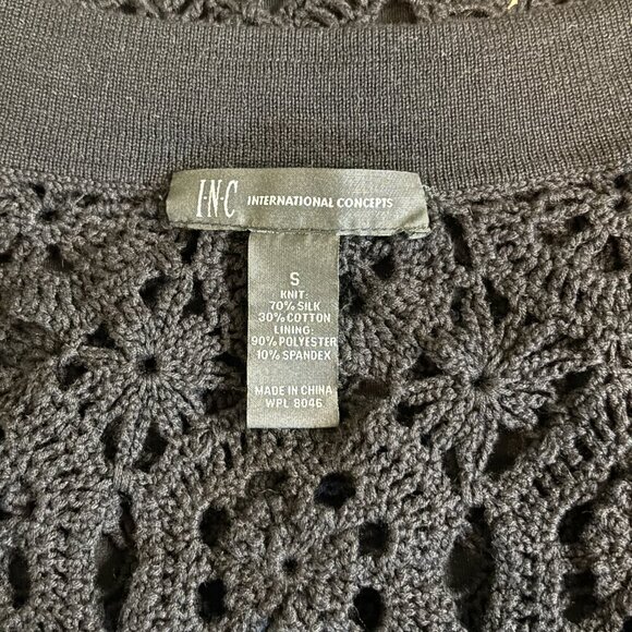INC International Concepts Black Crochet Tunic Top | Women’s Small - Picture 8 of 8
